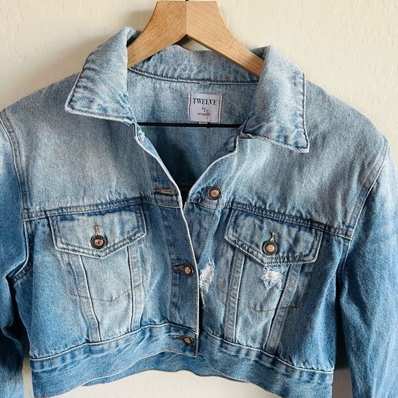 Twelve By Ontwelfth Women’s Cropped Distressed Tulle Detail Size M - Picture 6 of 8